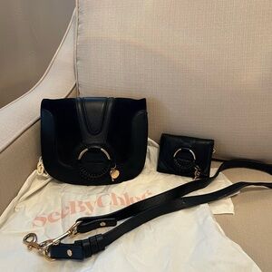 See By Chloe Black Crossbody Bag with Gold Accents